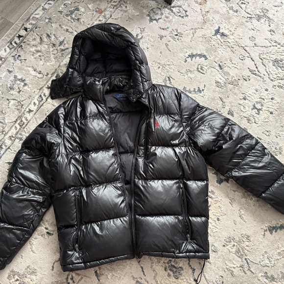 Ralph Lauren Shiny Black Puffer Jacket - Picture 1 of 5